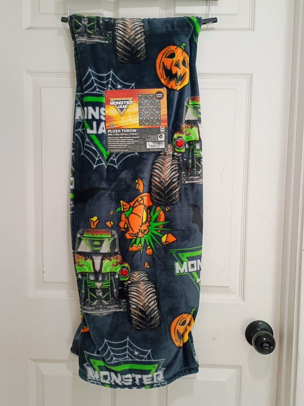 Monster Jam Plush Throw Blanket in Black & Green Size 50x70
